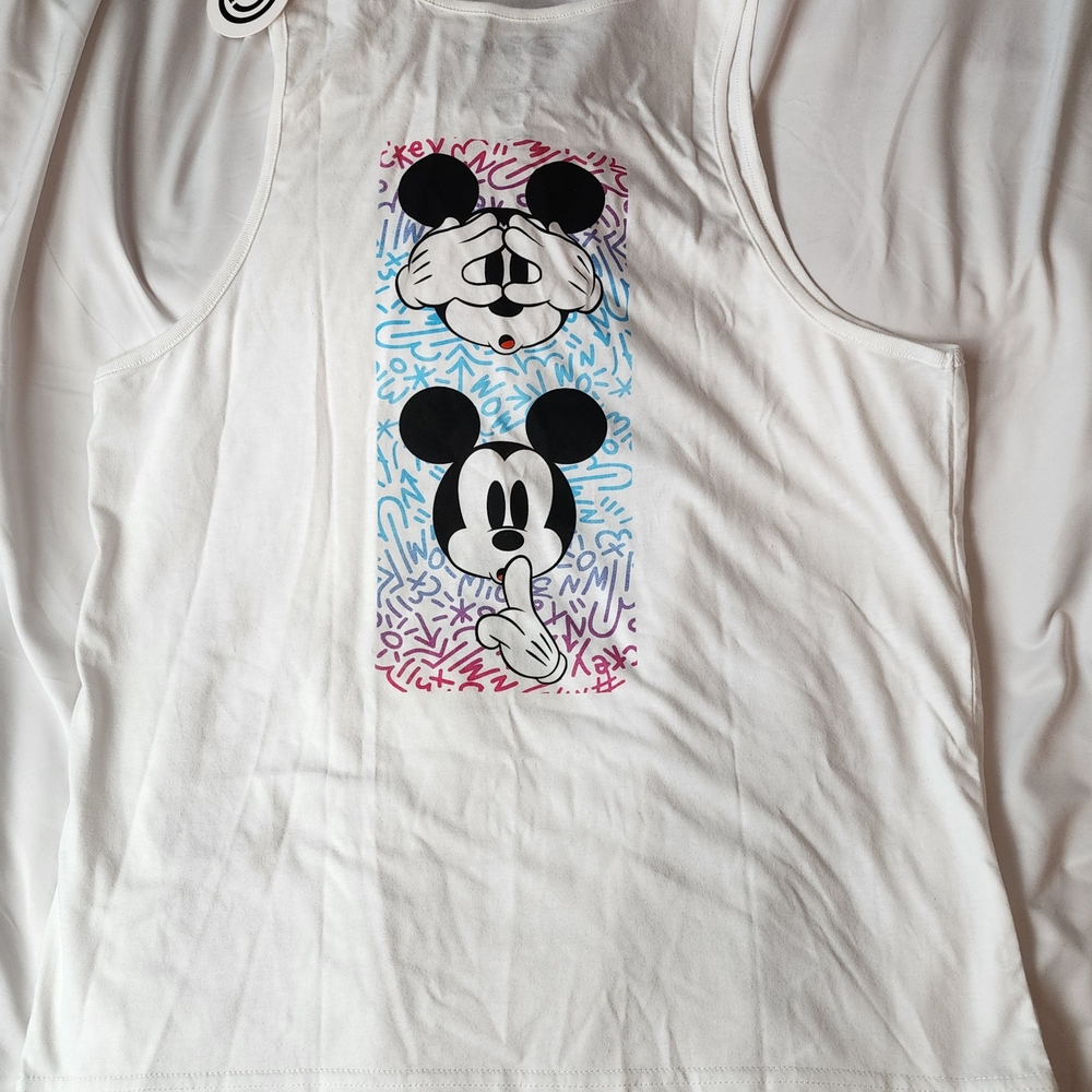 Neff White Tank Top with Mickey Mouse Graphics Mens Size Medium